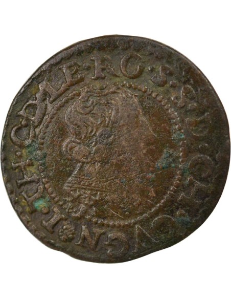 Seigneurie de Cugnon Jean-Théodore de Lowenstein Rochefort Type 2 1 double tournois Cuivre 1634 Cugnon