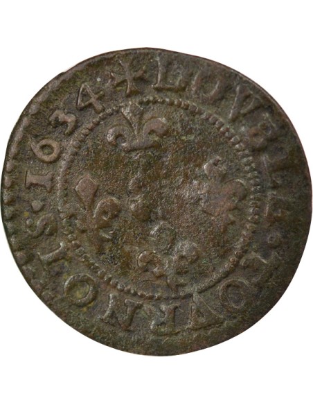 Seigneurie de Cugnon Jean-Théodore de Lowenstein Rochefort Type 2 1 double tournois Cuivre 1634 Cugnon