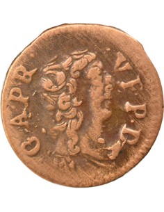 Principauté de Dombes Gaston d'Orléans Type 9 1 denier tournois Cuivre 1650 Trévoux 2