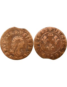 Principauté de Dombes Gaston d'Orléans Type 7 1 denier tournois Cuivre 1649 Trévoux