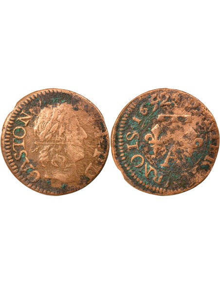 Principauté de Dombes Gaston d'Orléans Type 13 1 denier tournois Cuivre 1652 Trévoux