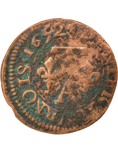 Principauté de Dombes Gaston d'Orléans Type 13 1 denier tournois Cuivre 1652 Trévoux