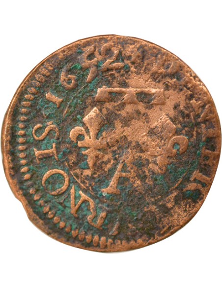Principauté de Dombes Gaston d'Orléans Type 13 1 denier tournois Cuivre 1652 Trévoux