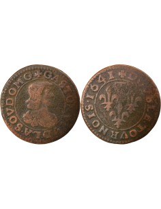 Principauté de Dombes Gaston d'Orléans Type 16 1 double tournois Cuivre 1641 Trévoux