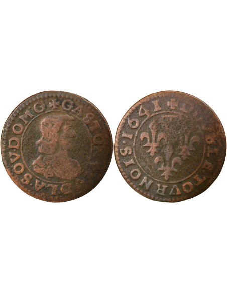 Principauté de Dombes Gaston d'Orléans Type 16 1 double tournois Cuivre 1641 Trévoux