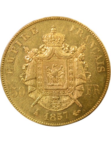 Napoléon III Tête nue 50 francs Or 1857 A - Paris