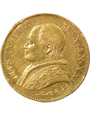 Etat Pontifical Pie IX 20 lire Or 1866 R Rome
