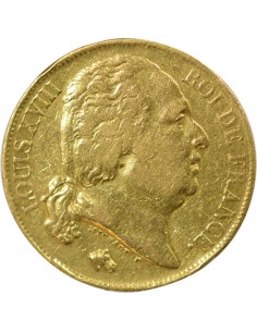 Louis XVIII Tête nue 20 francs Or 1820 Q Perpignan 2
