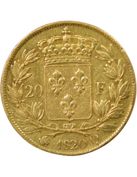 Louis XVIII Tête nue 20 francs Or 1820 Q Perpignan