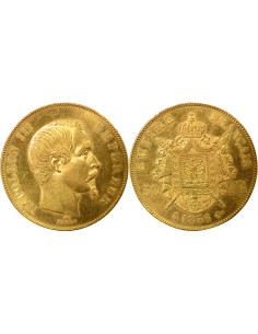 Napoléon III Tête nue 50 francs Or 1856 A - Paris