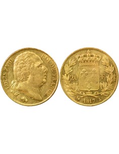 Louis XVIII Tête nue 20 francs Or 1817 A - Paris