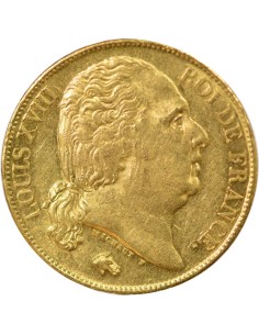 Louis XVIII Tête nue 20 francs Or 1817 A - Paris 2