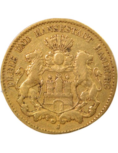Etats Allemands (Hambourg) 10 mark Or 1878 J Hambourg