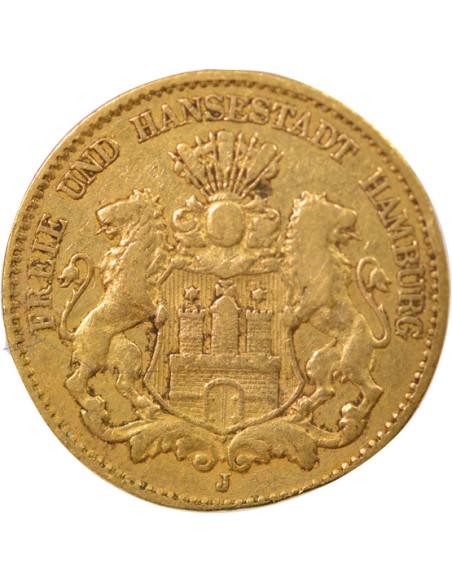 Etats Allemands (Hambourg) 10 mark Or 1878 J Hambourg