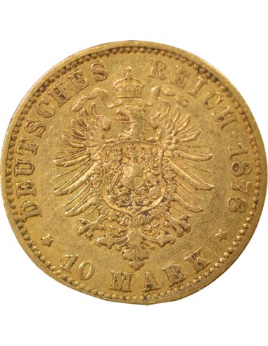 Etats Allemands (Hambourg) 10 mark Or 1878 J Hambourg