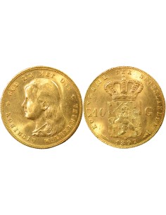 Pays-Bas Wilhelmina I 10 florins Or 1897 Utrecht