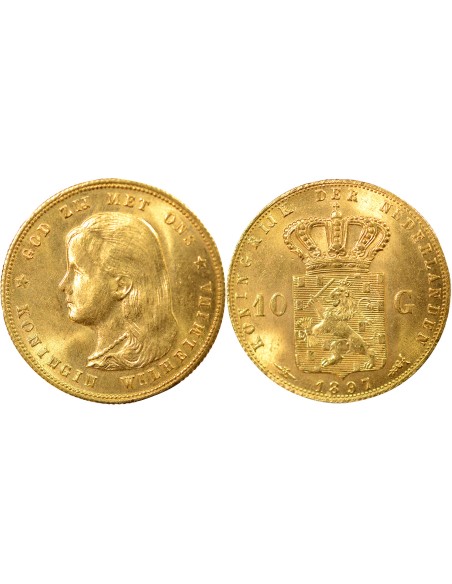 Pays-Bas Wilhelmina I 10 florins Or 1897 Utrecht