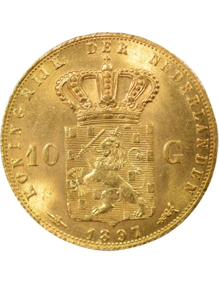 Pays-Bas Wilhelmina I 10 florins Or 1897 Utrecht