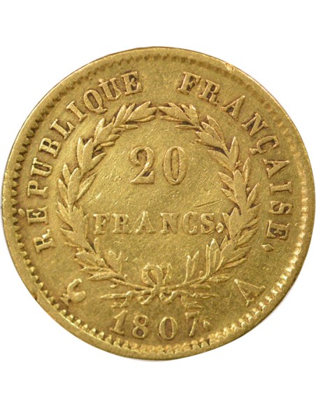 Roi d'Italie 20 francs Or 1807 A - Paris