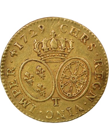 Louis XV Au Buste Habillé 1 louis d'or Or 1729 T Nantes
