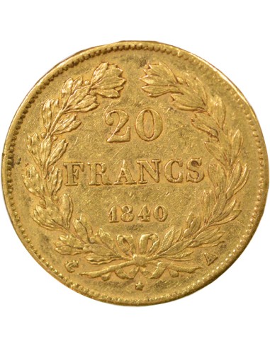 Louis-Philippe Ier 20 francs Or 1840 A - Paris