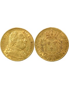 Louis XVIII Buste Habillé 20 francs Or 1815 A - Paris