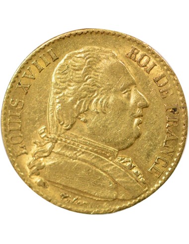 Louis XVIII Buste Habillé 20 francs Or 1815 A - Paris