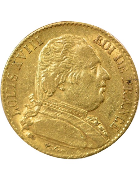 Louis XVIII Buste Habillé 20 francs Or 1815 A - Paris