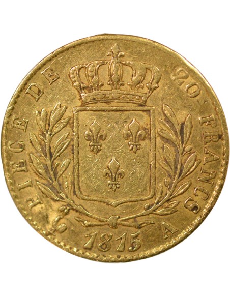 Louis XVIII Buste Habillé 20 francs Or 1815 A - Paris
