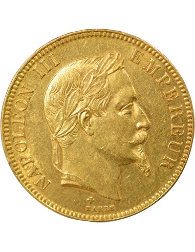 Napoléon III Tête Laurée 100 francs Or 1867 BB Strasbourg