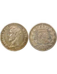 Charles X 1er Type 5 francs Argent 1826 L Bayonne