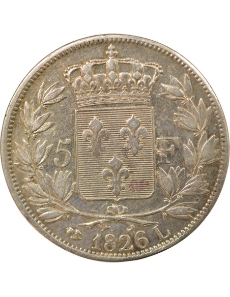 Charles X 1er Type 5 francs Argent 1826 L Bayonne