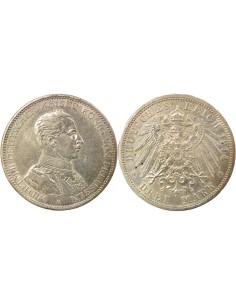 Etats Allemands (Prusse) Guillaume II 3 mark Argent 1914 A Berlin