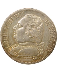 Louis XVIII Au Buste Habillé 5 francs Argent 1814 M Toulouse 2