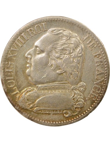 Louis XVIII Au Buste Habillé 5 francs Argent 1814 M Toulouse
