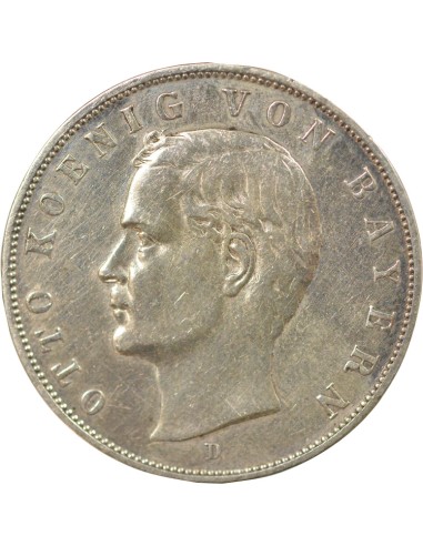 Etats Allemands (Bavière) Guillaume II 3 mark Argent 1909 D Munich