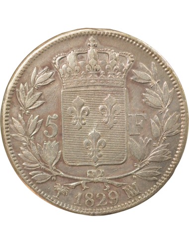 Charles X 1er Type 5 francs Argent 1829 MA Marseille