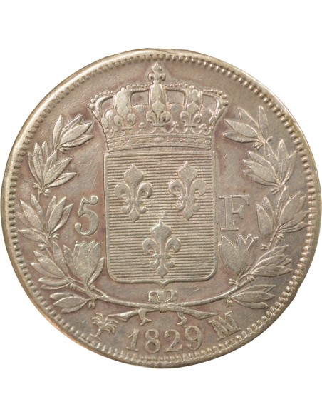 Charles X 1er Type 5 francs Argent 1829 MA Marseille