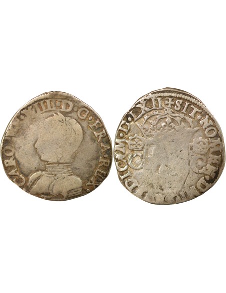 Charles IX 2nd Type teston Argent 1562 T Nantes