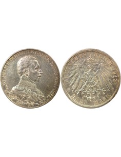 Etats Allemands (Prusse) Guillaume II 3 mark Argent 1913 A Berlin