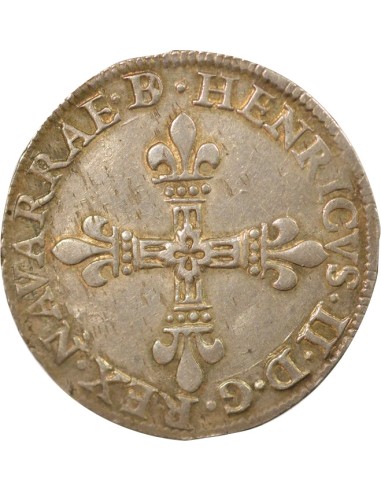 Roi de Navarre et de France 1/4 écu Argent 1584 Pau