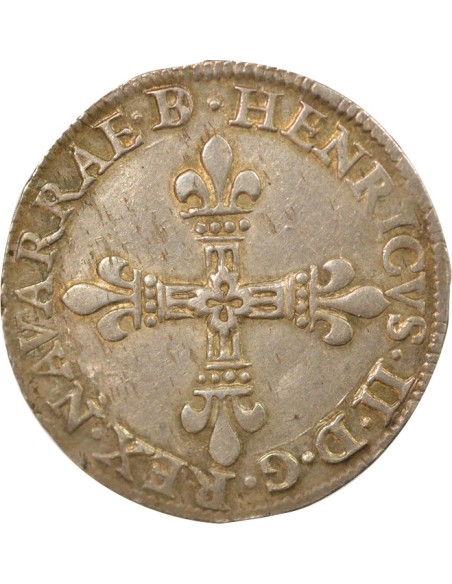 Roi de Navarre et de France 1/4 écu Argent 1584 Pau