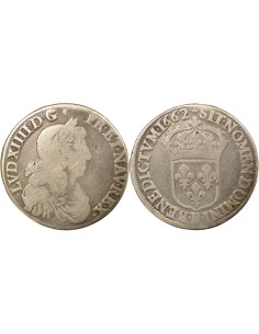 Louis XIV Au Buste Juvénile 1/2 ecu Argent 1662 B Rouen
