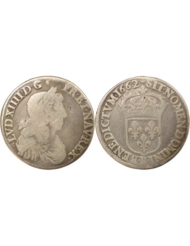 Louis XIV Au Buste Juvénile 1/2 ecu Argent 1662 B Rouen