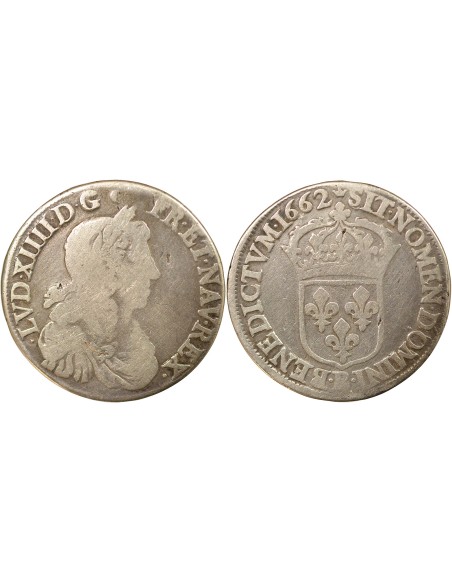 Louis XIV Au Buste Juvénile 1/2 ecu Argent 1662 B Rouen
