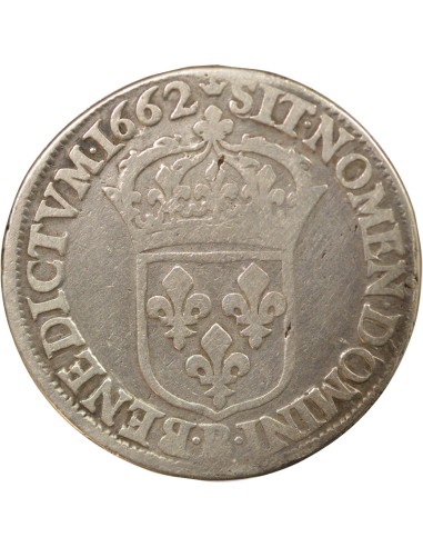 Louis XIV Au Buste Juvénile 1/2 ecu Argent 1662 B Rouen