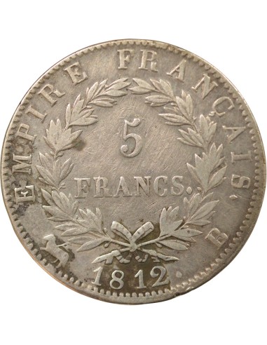 Roi d'Italie Empire 5 francs Argent 1812 B Rouen