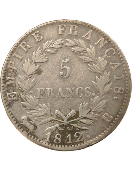 Roi d'Italie Empire 5 francs Argent 1812 B Rouen