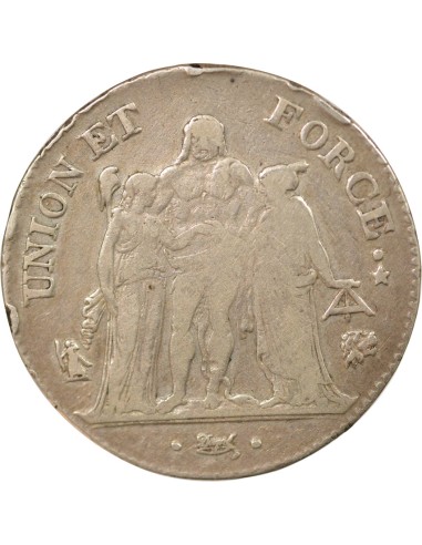 Union & Force 5 francs Argent An 7 L Bayonne