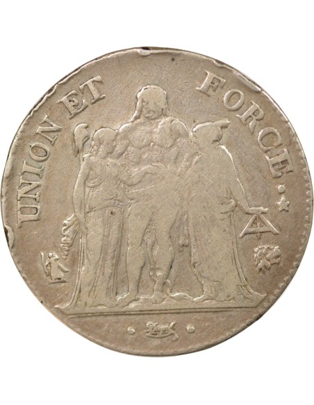 Union & Force 5 francs Argent An 7 L Bayonne